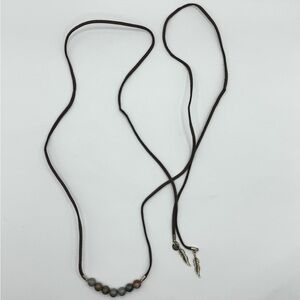 Marlyn Schiff Brown Leather Necklace with Beads